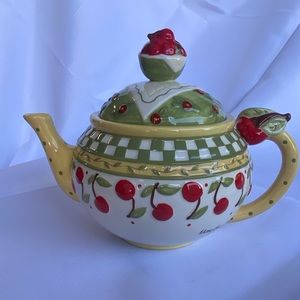 Vintage 1998 Mary Engelbriet Enesco Cherries Jubilee Teapot